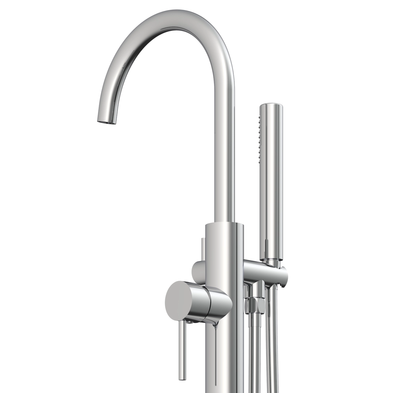 Remplisseur de baignoire en chrome poli Swan Spout Gliter