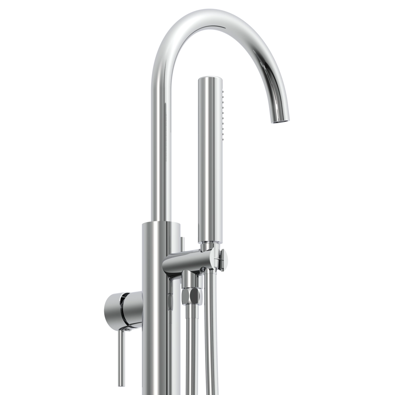 Remplisseur de baignoire en chrome poli Swan Spout Gliter