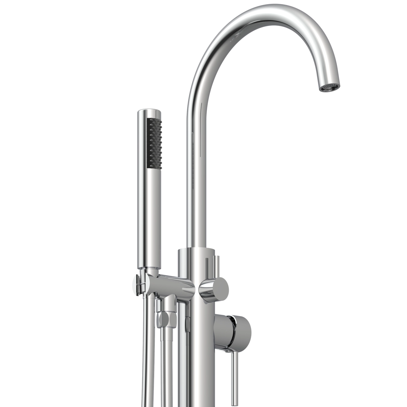 Remplisseur de baignoire en chrome poli Swan Spout Gliter